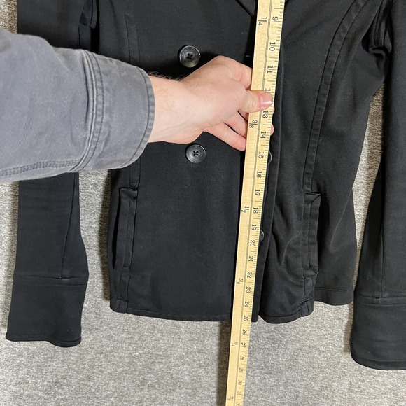 James Perse Blazer Jacket Womens 1 Black Double Breasted Lightweight Cotton - Picture 3 of 8